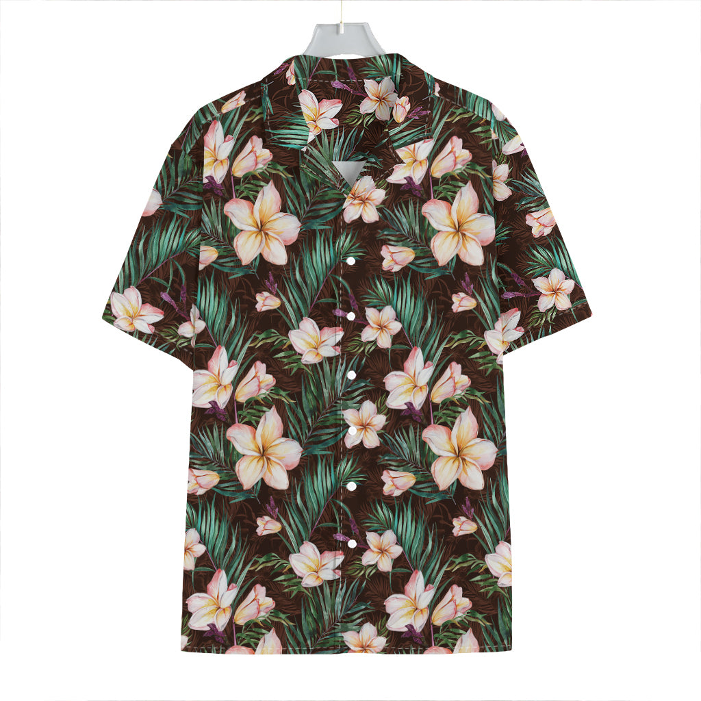 Tropical Frangipani Flower Print Hawaiian Shirt