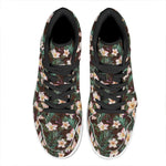 Tropical Frangipani Flower Print High Top Leather Sneakers