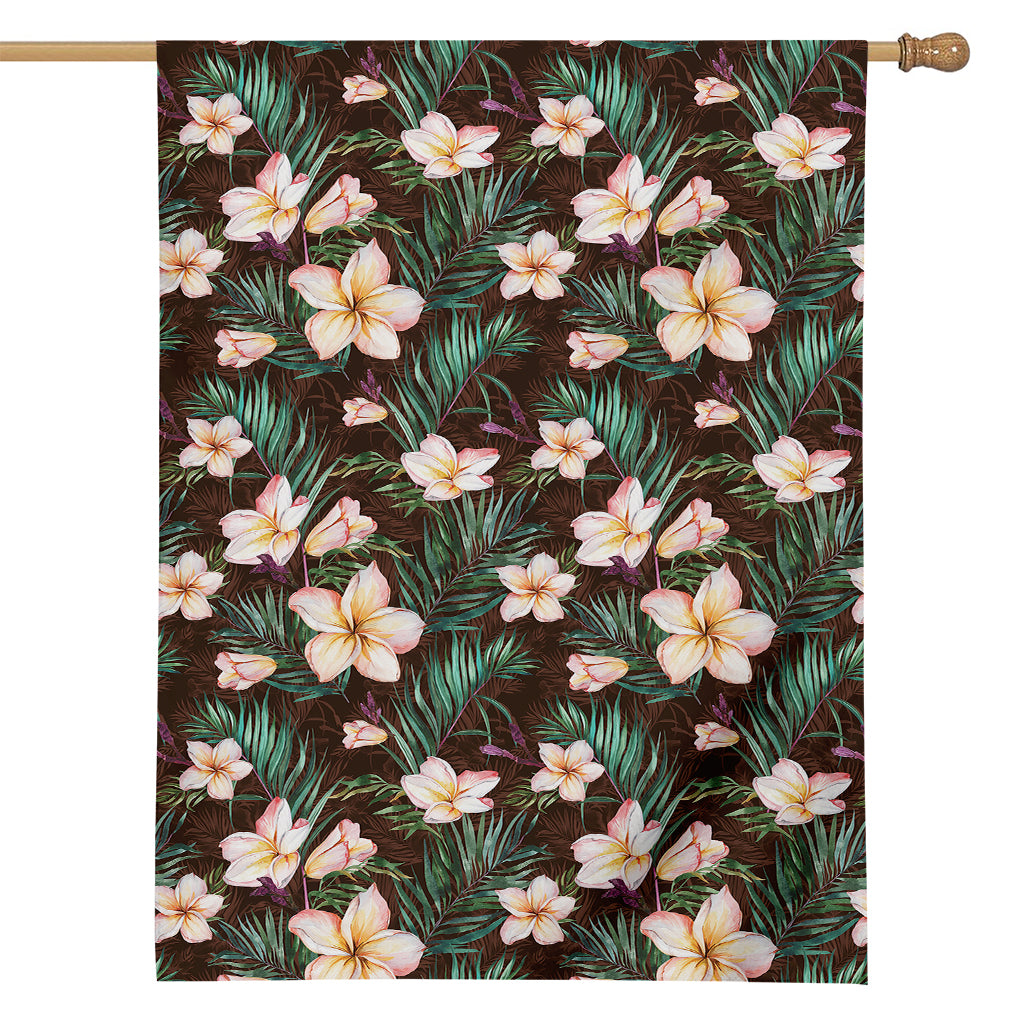 Tropical Frangipani Flower Print House Flag