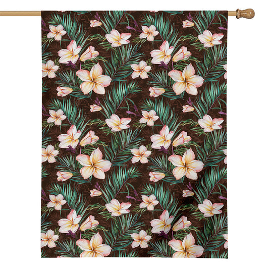 Tropical Frangipani Flower Print House Flag