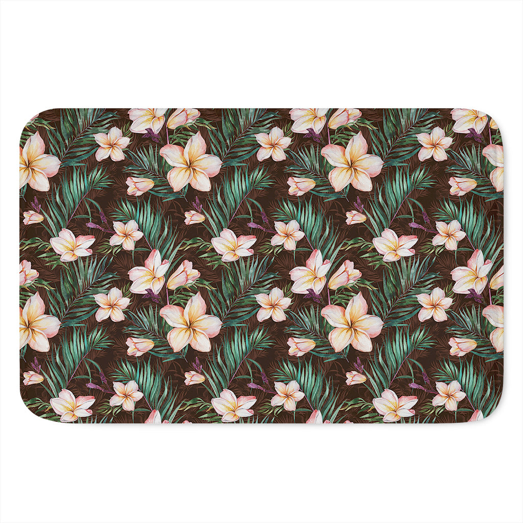 Tropical Frangipani Flower Print Indoor Door Mat