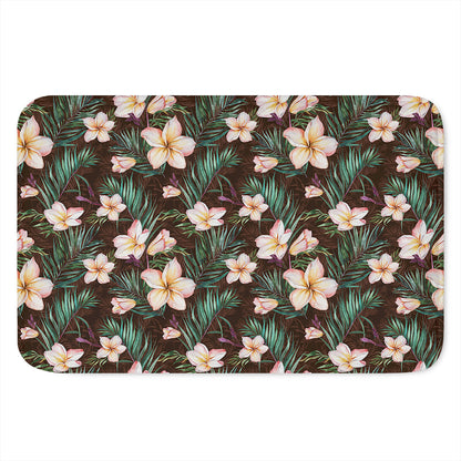 Tropical Frangipani Flower Print Indoor Door Mat