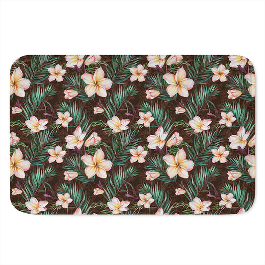 Tropical Frangipani Flower Print Indoor Door Mat