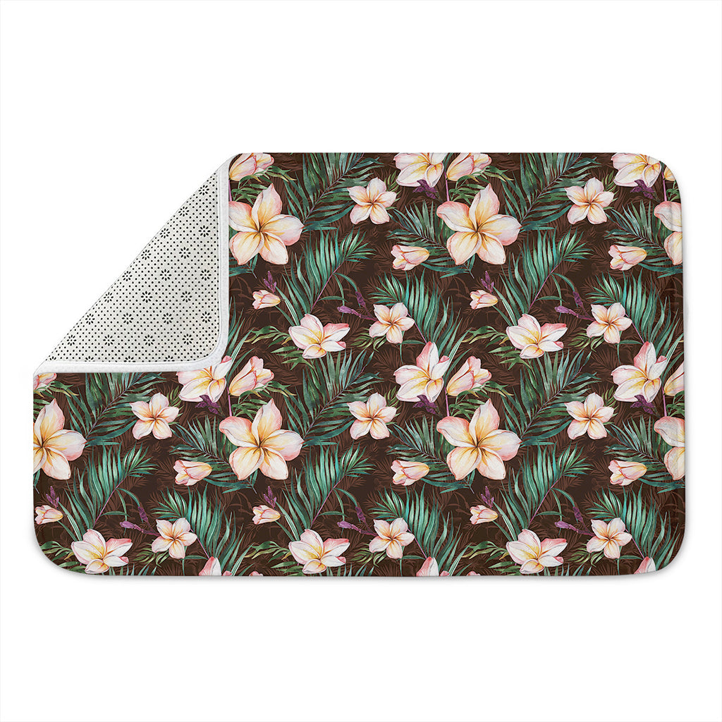 Tropical Frangipani Flower Print Indoor Door Mat