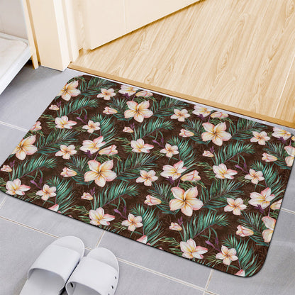 Tropical Frangipani Flower Print Indoor Door Mat