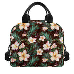 Tropical Frangipani Flower Print Insulated Lunch Bag