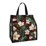 Tropical Frangipani Flower Print Insulated Lunch Tote