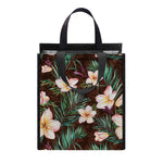 Tropical Frangipani Flower Print Insulated Lunch Tote