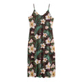 Tropical Frangipani Flower Print Jersey Midi Cami Dress