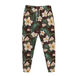 Tropical Frangipani Flower Print Jogger Pants