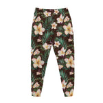 Tropical Frangipani Flower Print Jogger Pants