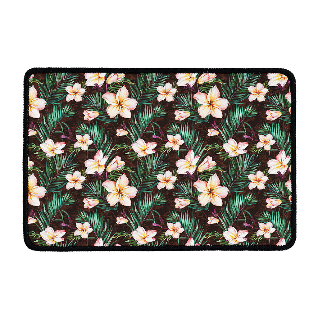 Tropical Frangipani Flower Print Kitchen Mat