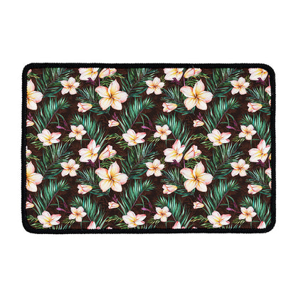 Tropical Frangipani Flower Print Kitchen Mat