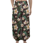 Tropical Frangipani Flower Print Lantern Pants