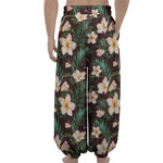 Tropical Frangipani Flower Print Lantern Pants