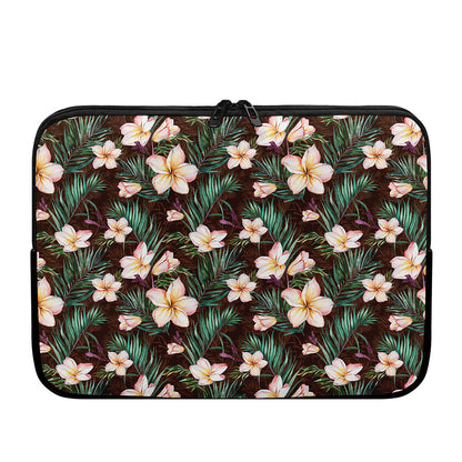 Tropical Frangipani Flower Print Laptop Sleeve