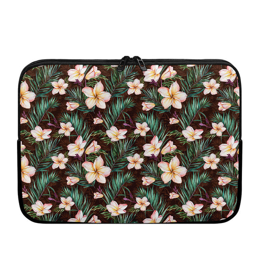 Tropical Frangipani Flower Print Laptop Sleeve