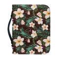 Tropical Frangipani Flower Print Leather Bible Cover
