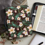 Tropical Frangipani Flower Print Leather Bible Cover
