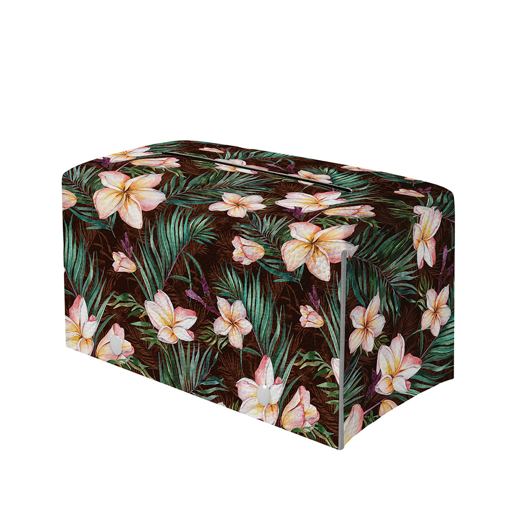 Tropical Frangipani Flower Print Leather Tissue Box Cover