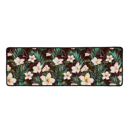 Tropical Frangipani Flower Print Long Kitchen Mat