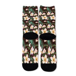 Tropical Frangipani Flower Print Long Socks