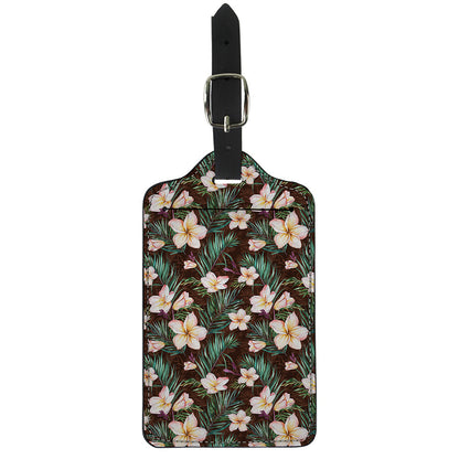 Tropical Frangipani Flower Print Luggage Tag