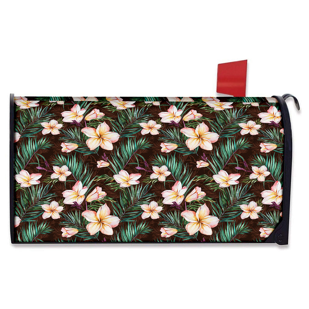 Tropical Frangipani Flower Print Mailbox Cover