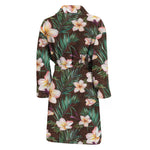 Tropical Frangipani Flower Print Men's Bathrobe