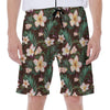 Tropical Frangipani Flower Print Men's Beach Shorts