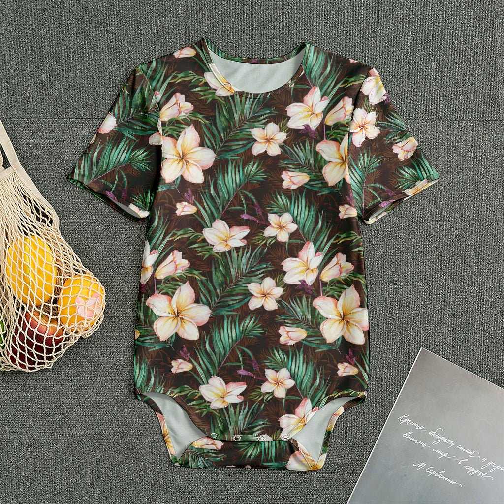 Tropical Frangipani Flower Print Men's Bodysuit