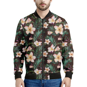 Tropical Frangipani Flower Print Men's Bomber Jacket