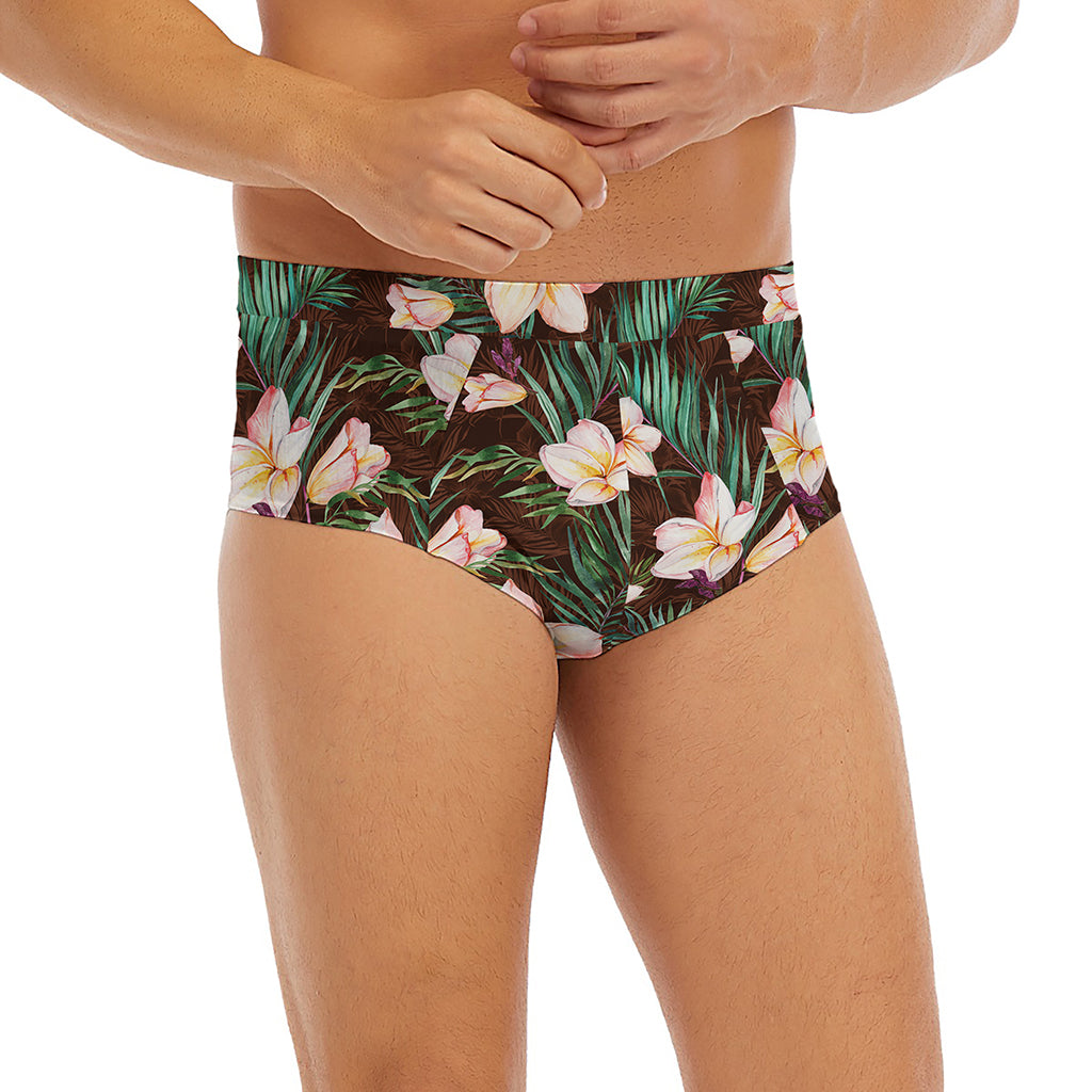 Tropical Frangipani Flower Print Men's Briefs