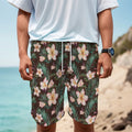 Tropical Frangipani Flower Print Men's Cargo Shorts