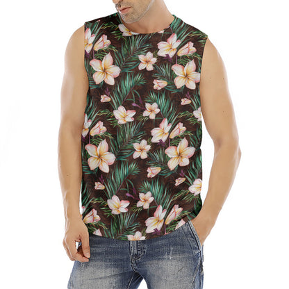 Tropical Frangipani Flower Print Men's Fitness Tank Top