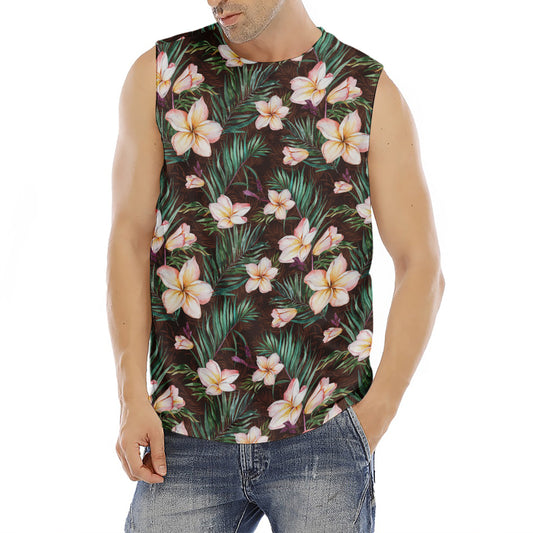 Tropical Frangipani Flower Print Men's Fitness Tank Top