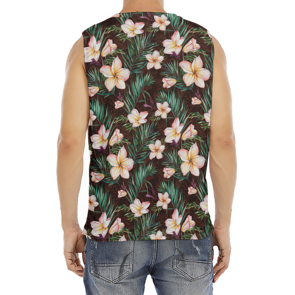 Tropical Frangipani Flower Print Men's Fitness Tank Top
