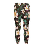 Tropical Frangipani Flower Print Men's leggings