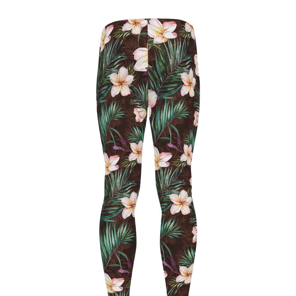 Tropical Frangipani Flower Print Men's leggings