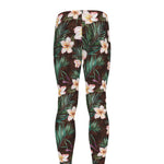 Tropical Frangipani Flower Print Men's leggings