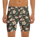 Tropical Frangipani Flower Print Men's Long Boxer Briefs
