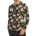 Tropical Frangipani Flower Print Men's Long Sleeve Rash Guard