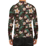 Tropical Frangipani Flower Print Men's Long Sleeve Rash Guard