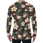 Tropical Frangipani Flower Print Men's Long Sleeve T-Shirt