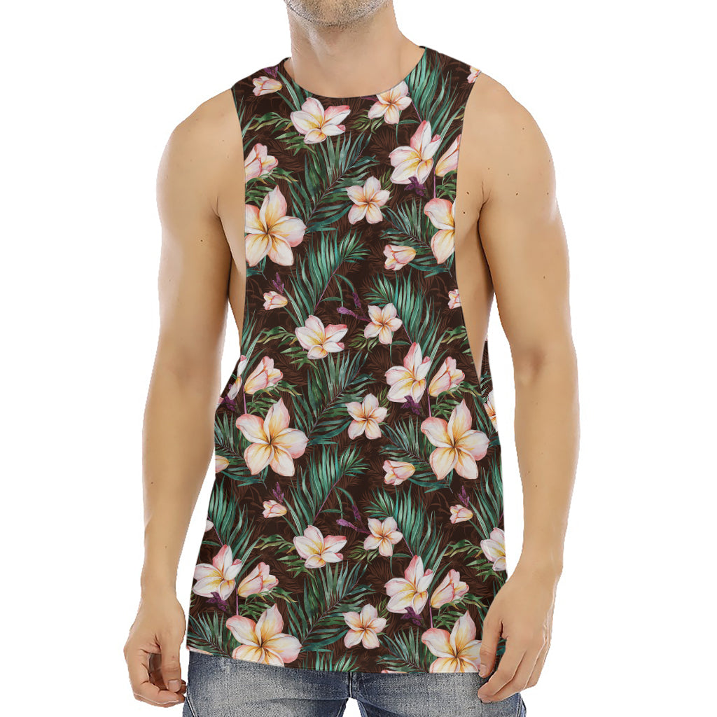 Tropical Frangipani Flower Print Men's Muscle Tank Top