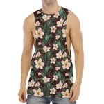 Tropical Frangipani Flower Print Men's Muscle Tank Top