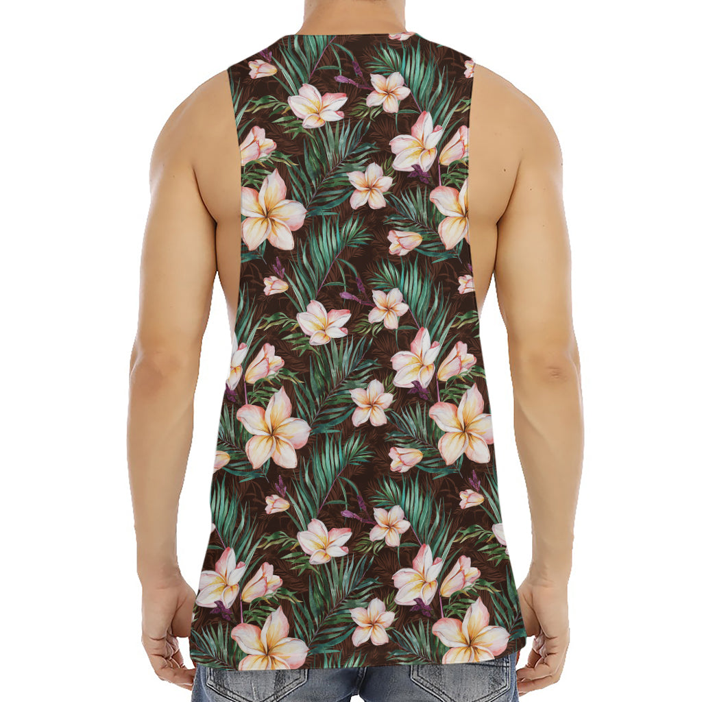 Tropical Frangipani Flower Print Men's Muscle Tank Top