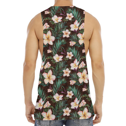 Tropical Frangipani Flower Print Men's Muscle Tank Top