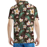 Tropical Frangipani Flower Print Men's Polo Shirt