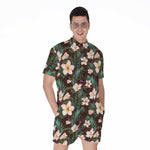 Tropical Frangipani Flower Print Men's Rompers